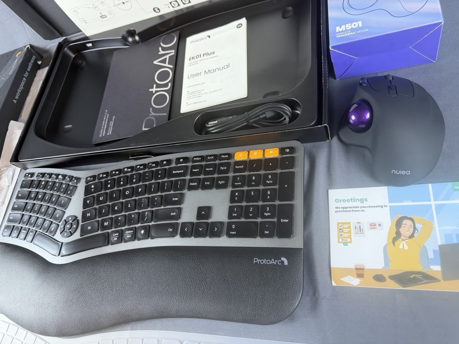 ProtoArc Wireless Keyboard And Nulea Mouse Combo EK01 / M501 Full Size Ergonomic 3