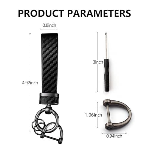 Turcee Leather Car Keychain - Carbon Fiber Interior Key Fob with Anti Black 3