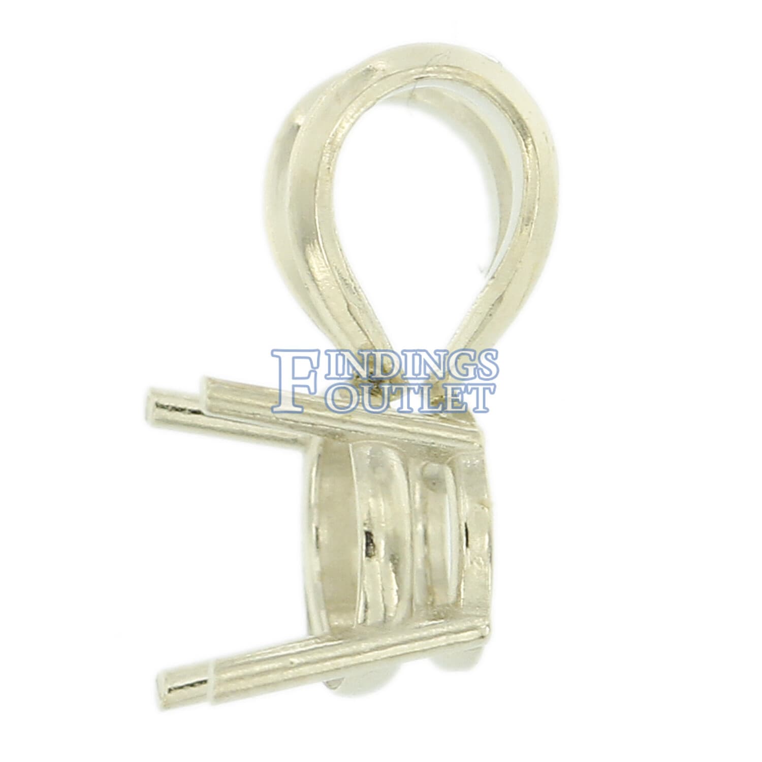 14K White Gold Round Pendant Setting Rabbit Ear Bail Mounting 0.05ct - 5.00ct 3