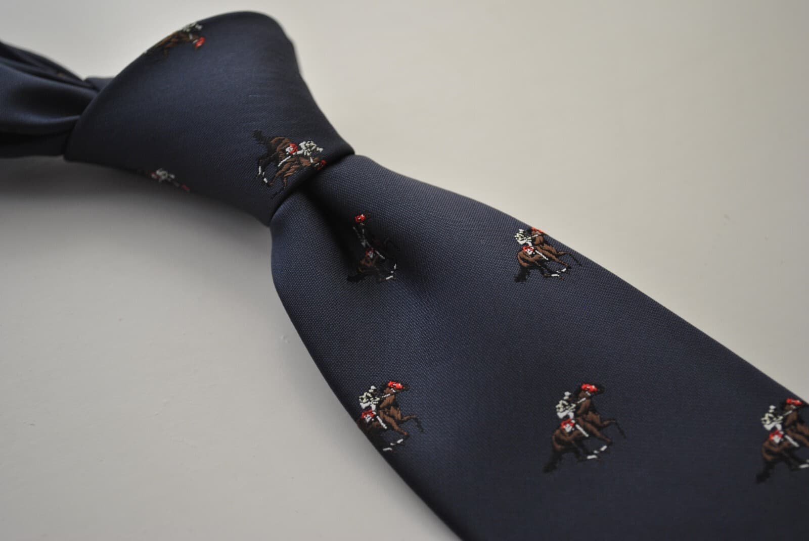 Frederick Thomas navy tie with horse jockey design racing Jockey Ascot Races 2
