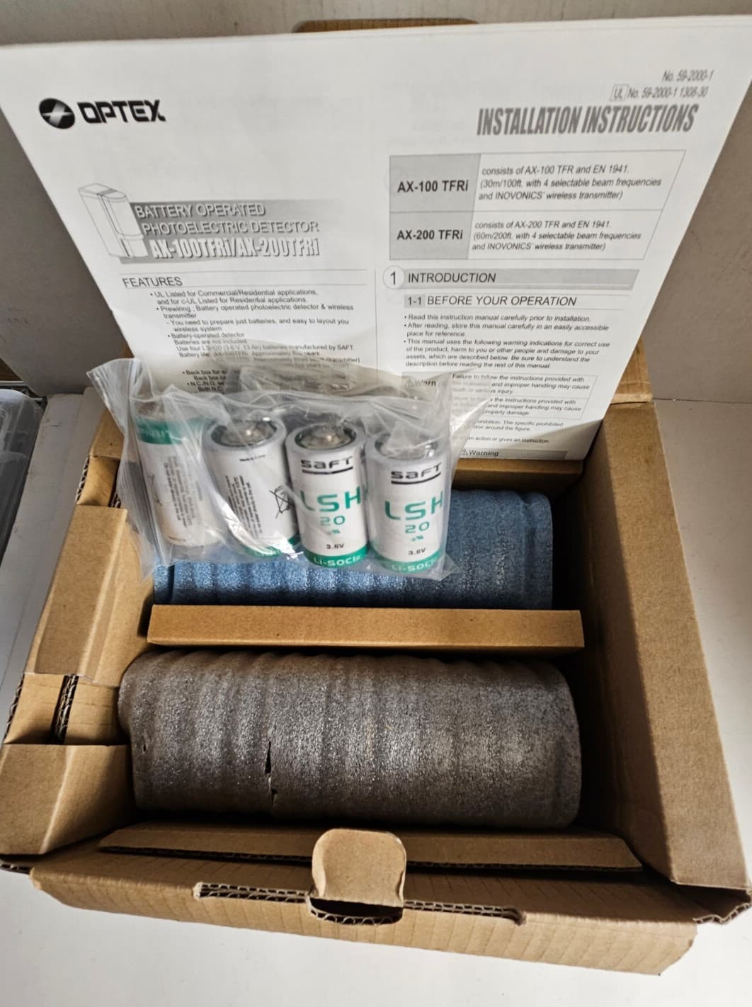 OPTEX AX-100TFRi Photobeam Detector Transmitter & Receiver NEW Open Box ( Other) 3