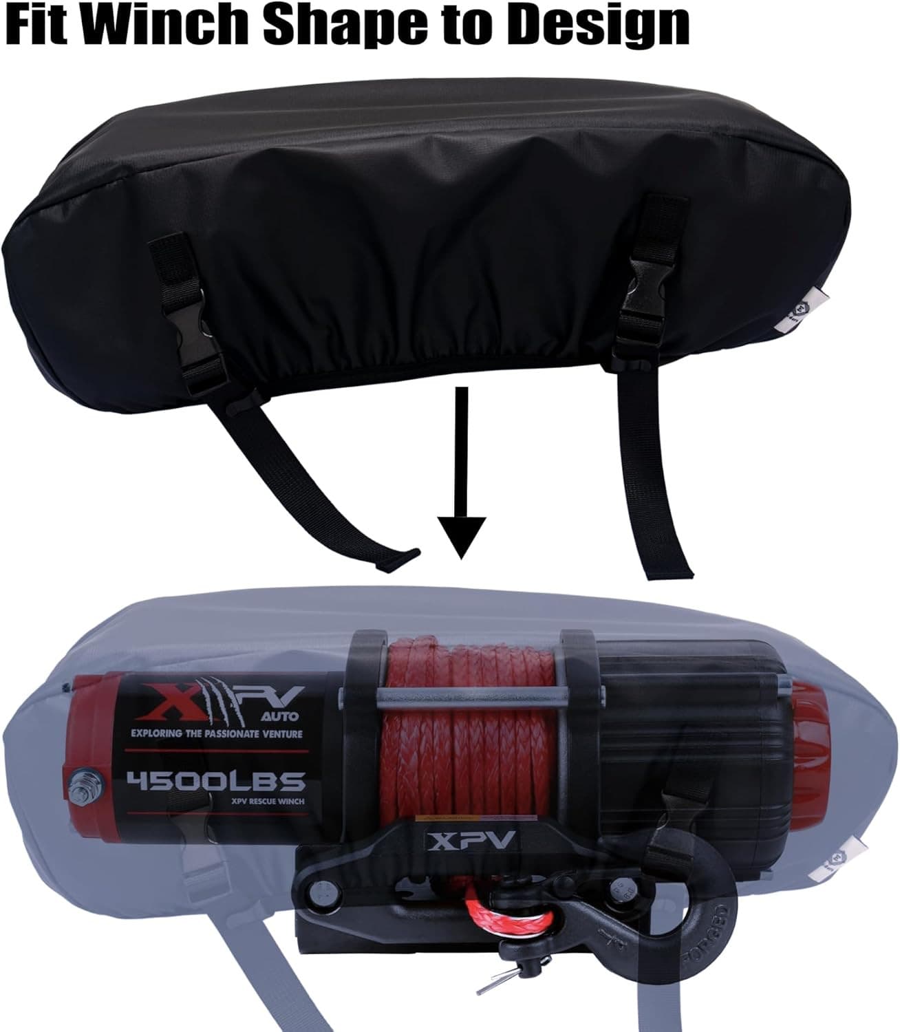 Small Winch Cover Weather Resistant Dustproof Cover Ideal Electric Winches 2500 5