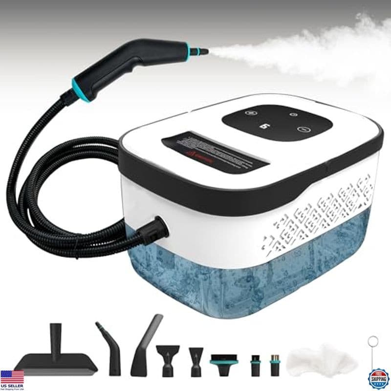 Handheld Steam Cleaner for Home, Multi-Purpose Cleaning System, Black and White