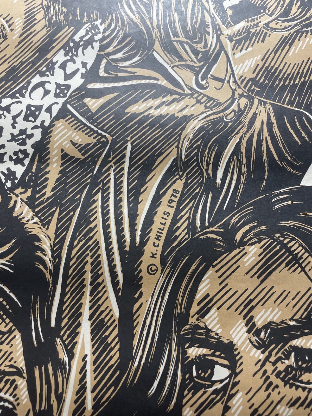 The Beatles Rock Art Poster K. Chillis 1978 Vintage Sepia Print Litho 21x27 2