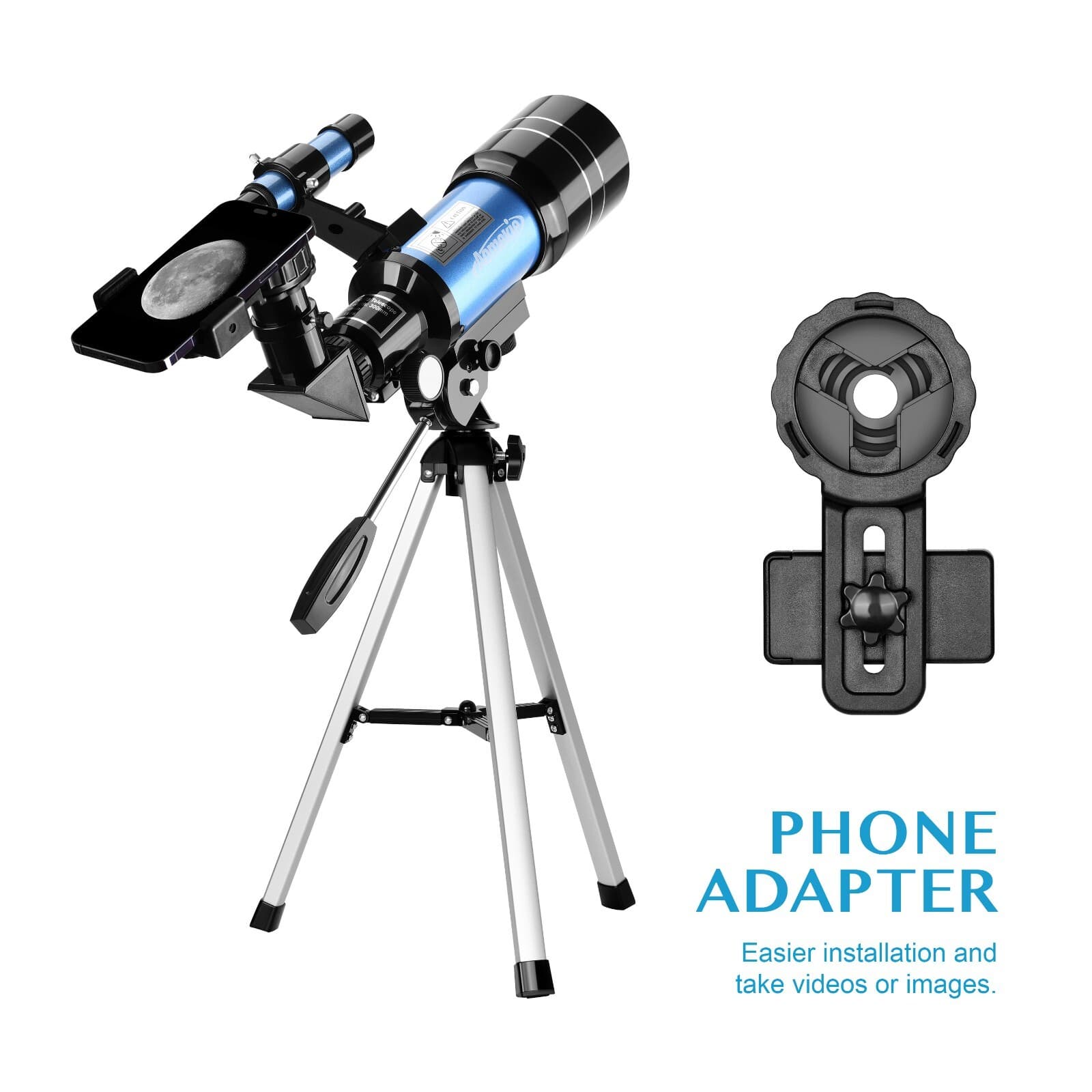 300mm Astronomical Telescope 150X with Phone Adapter Barlow Lens for Kids Gift 4