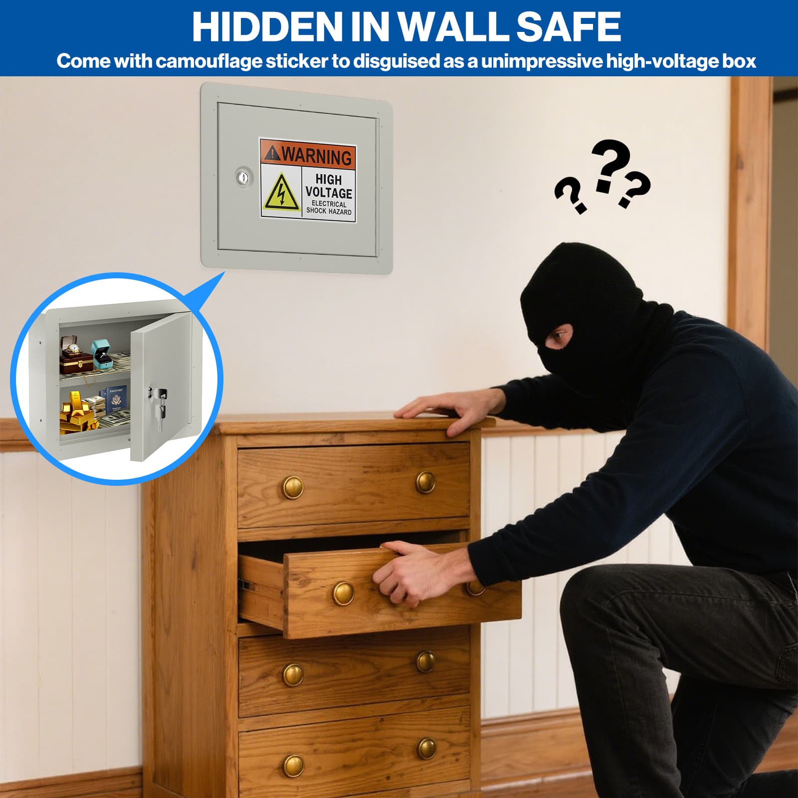 Pochar Hidden In Wall Safe Secure Storage Wall Gun Safe Box Between Studs Home 3