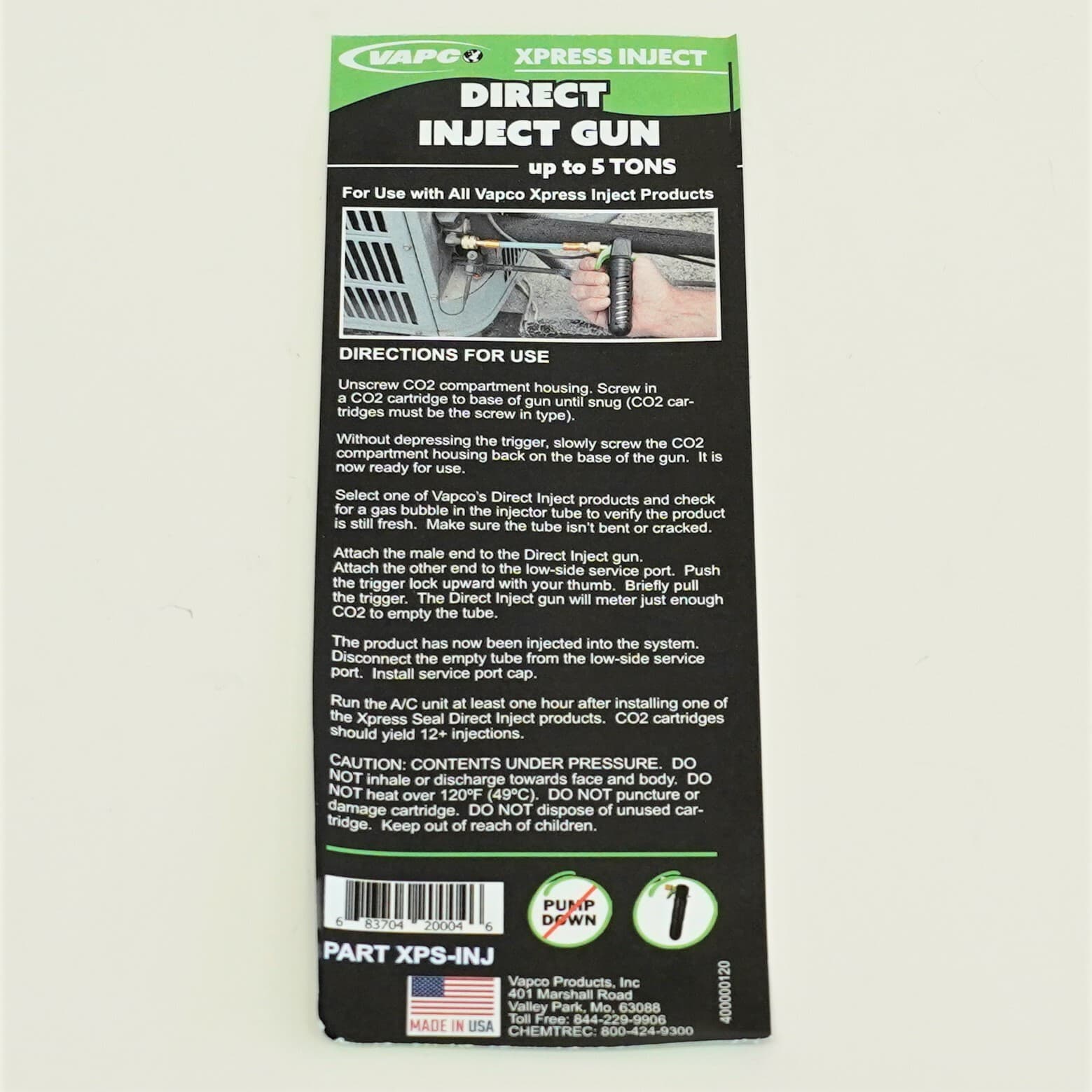 Vapco HVAC XPress Seal Direct Inject CO2 and Injector Devise 6