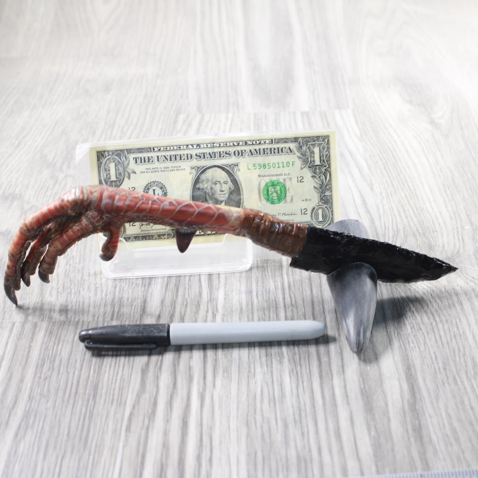 Turkey Foot Handle Obsidian Blade Ornamental Knife #935n  Mountain Man Knife 4