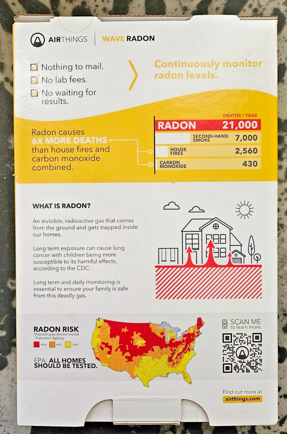 Airthings Wave Radon Battery Operated Smart Radon Detector 2