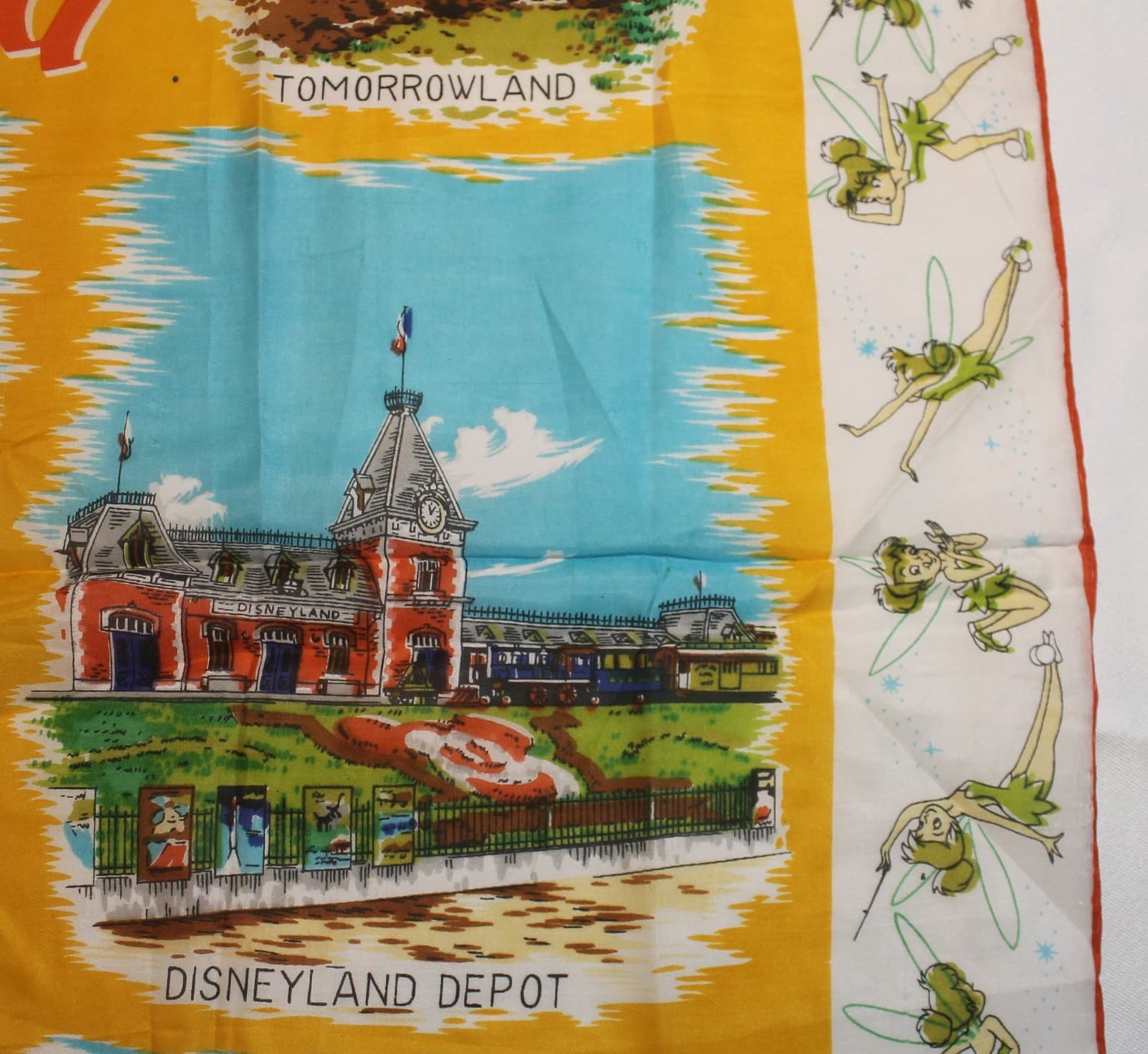 Vintage Disneyland Rayon/Silk Scarf Rare 1961 Walt Disney Productions Tinkerbell 6