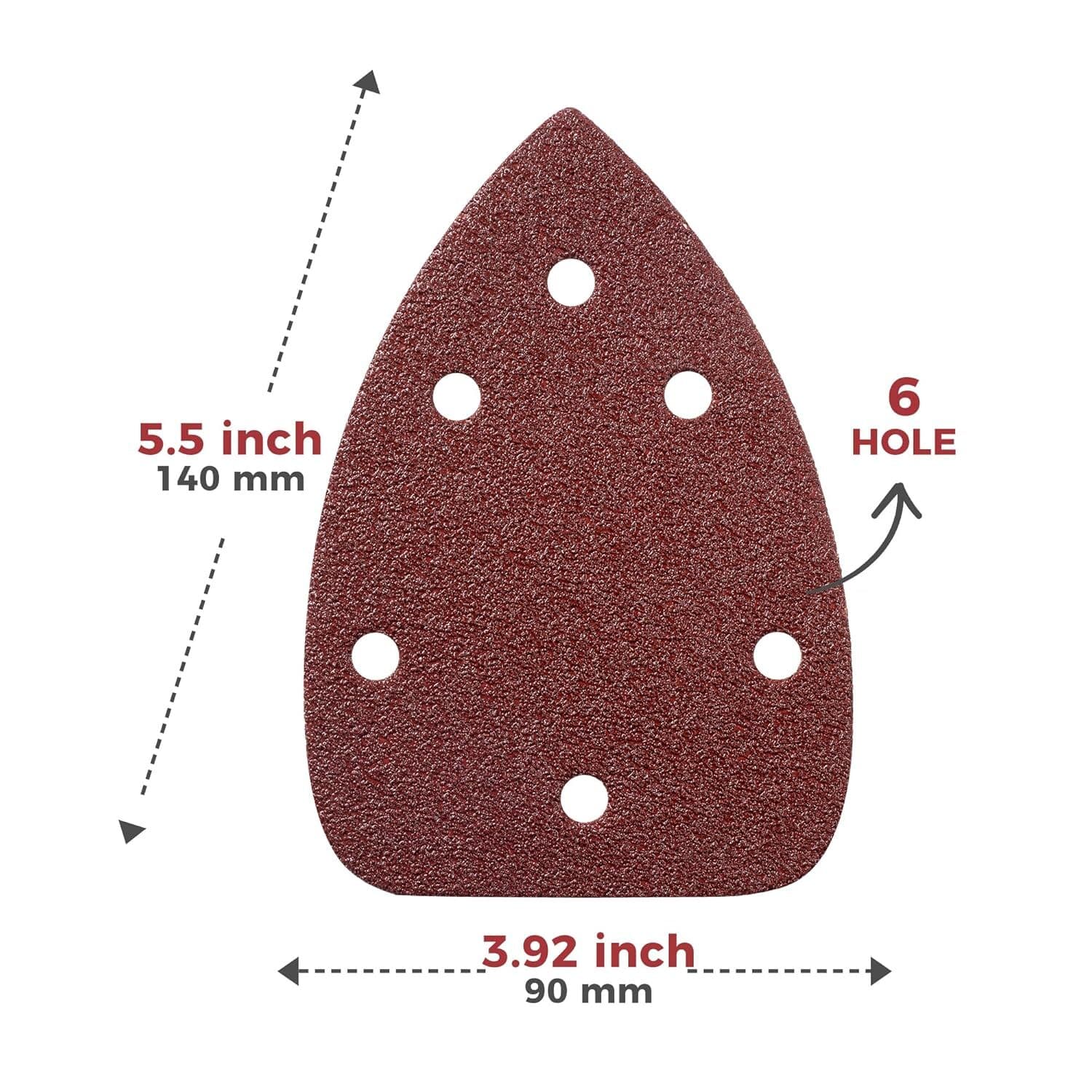 36 Pack 5.5x3.9Inch 6 Hole Mouse Sandpaper P60/80/100/120/180/240 Assorted Grit 5