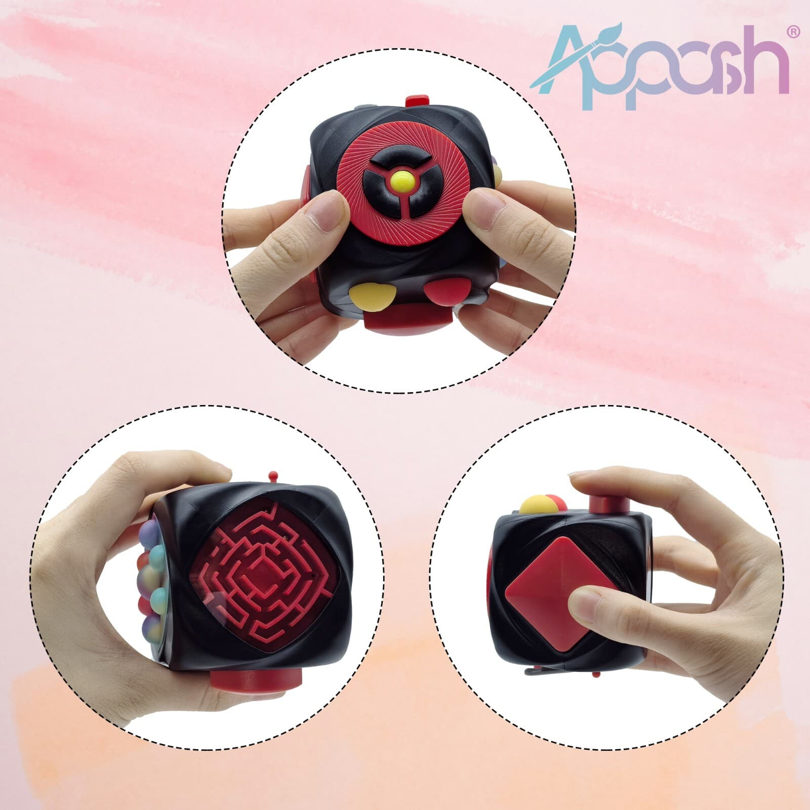 Fidget Cube Stress Anxiety Pressure Relieving Toy for Focus[Black] 2