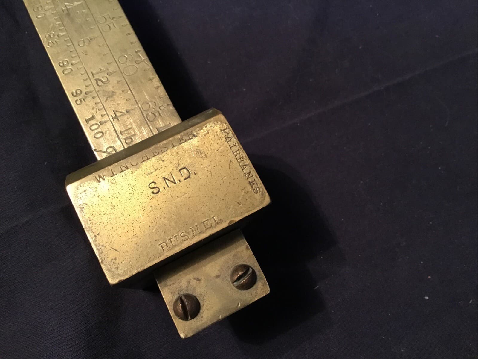 2 Brass Winchester/Fairbanks Bushel Grain Scales Numbers 6 & 222 + One Other 4