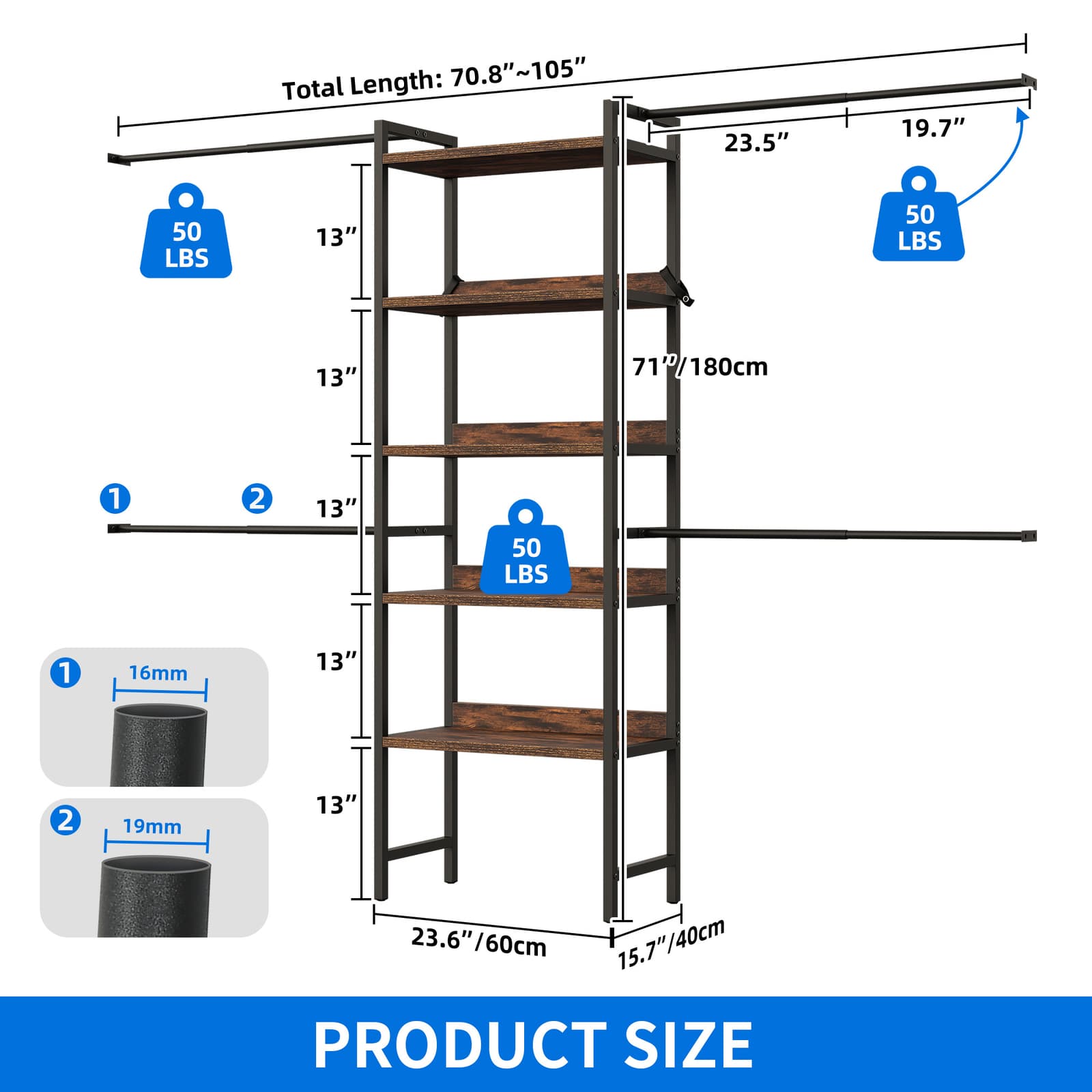 Expandable Clothes Rack Storage Organizer Adjustable Garment Rack for Bedroom 2