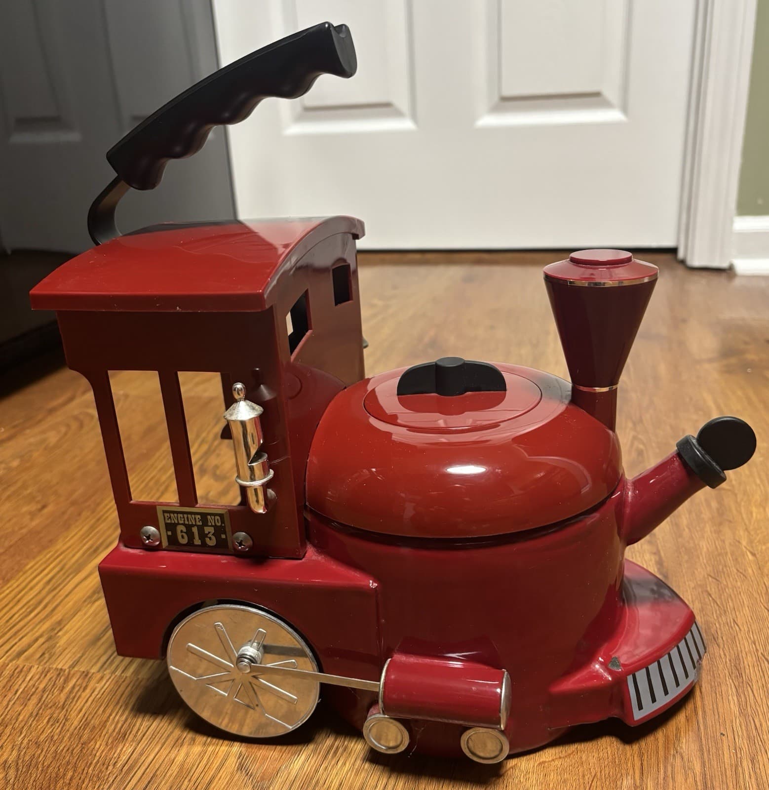 Vintage MKI Kamenstein Tea Kettle Pot World Of Motion Steam Engine Train 613 Red 5