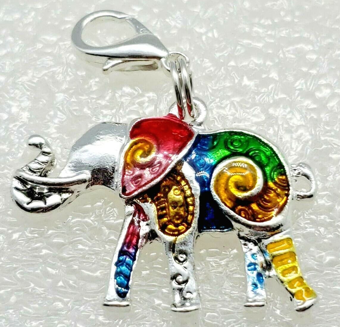 Elephant Multicolor Enamel Silver Alloy Zipper Pull Purse Charm Dangle Jewelry