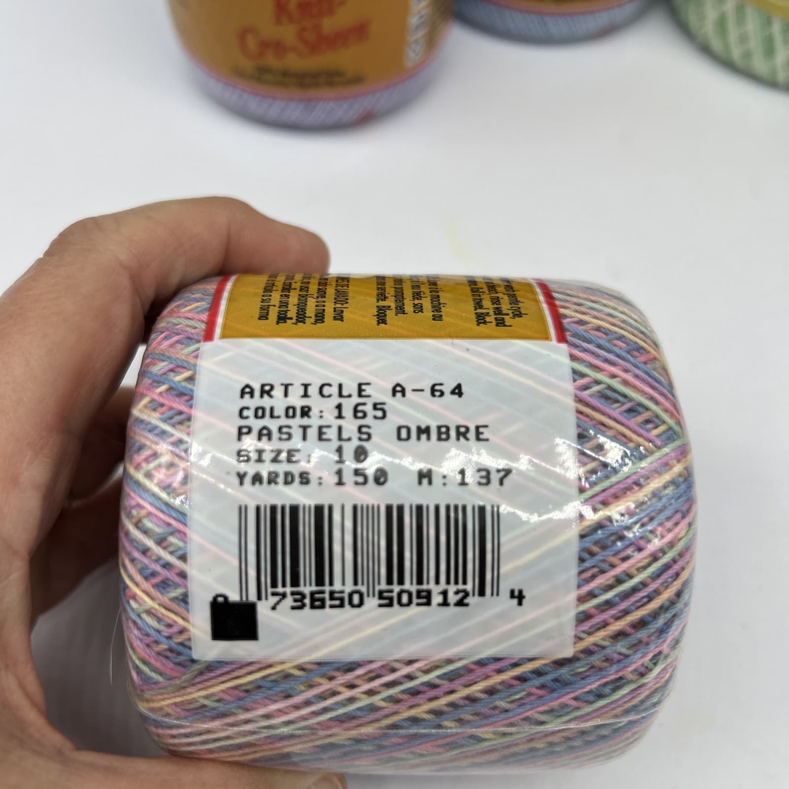 6- J&P Coats Knit-Cro-Sheen 100% Mercerized Cotton Green Pink Blue Lilac Pastel 2