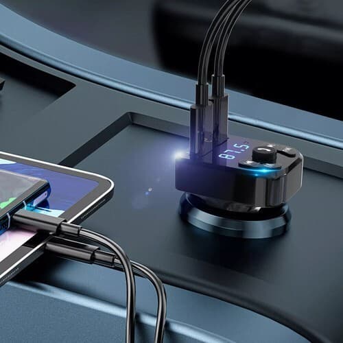 Bluetooth 5.0 Car Wireless FM Transmitter Adapter 2USB PD Charger AUX Hands-Free 5