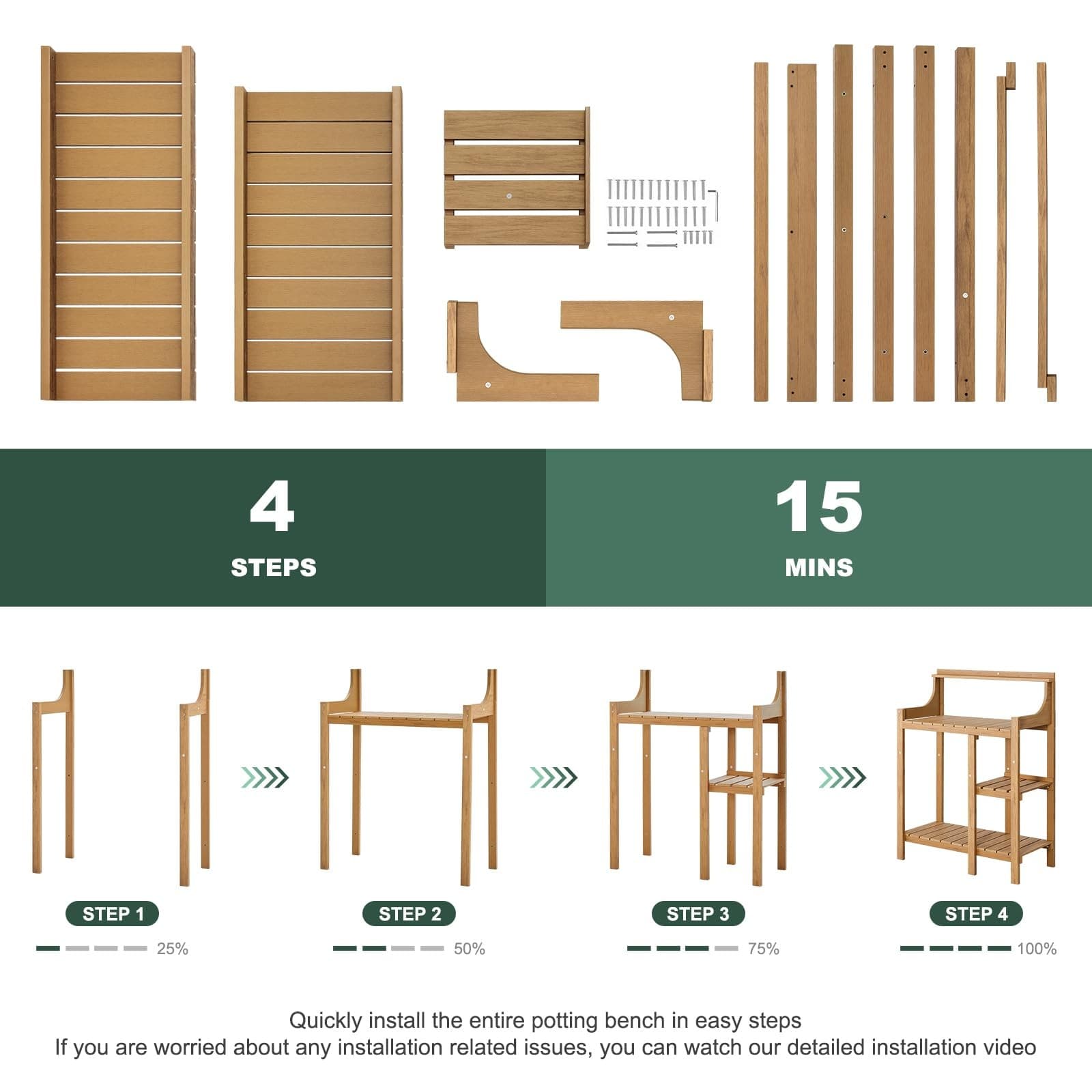 Potting Bench Table, Potting Bench, Potting Benches for Outside, All Weather 4