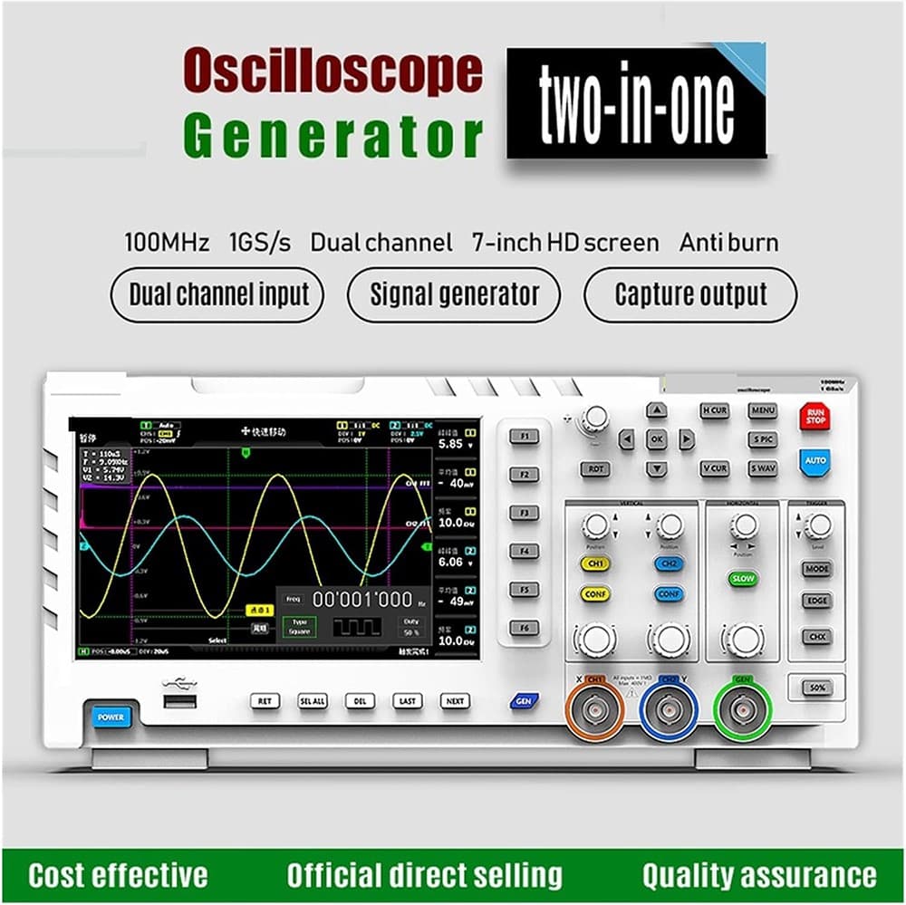 FNIRSI-1014D Digital Oscilloscope 100MHz 1GSa/s 240Kbit Signal Generator 4