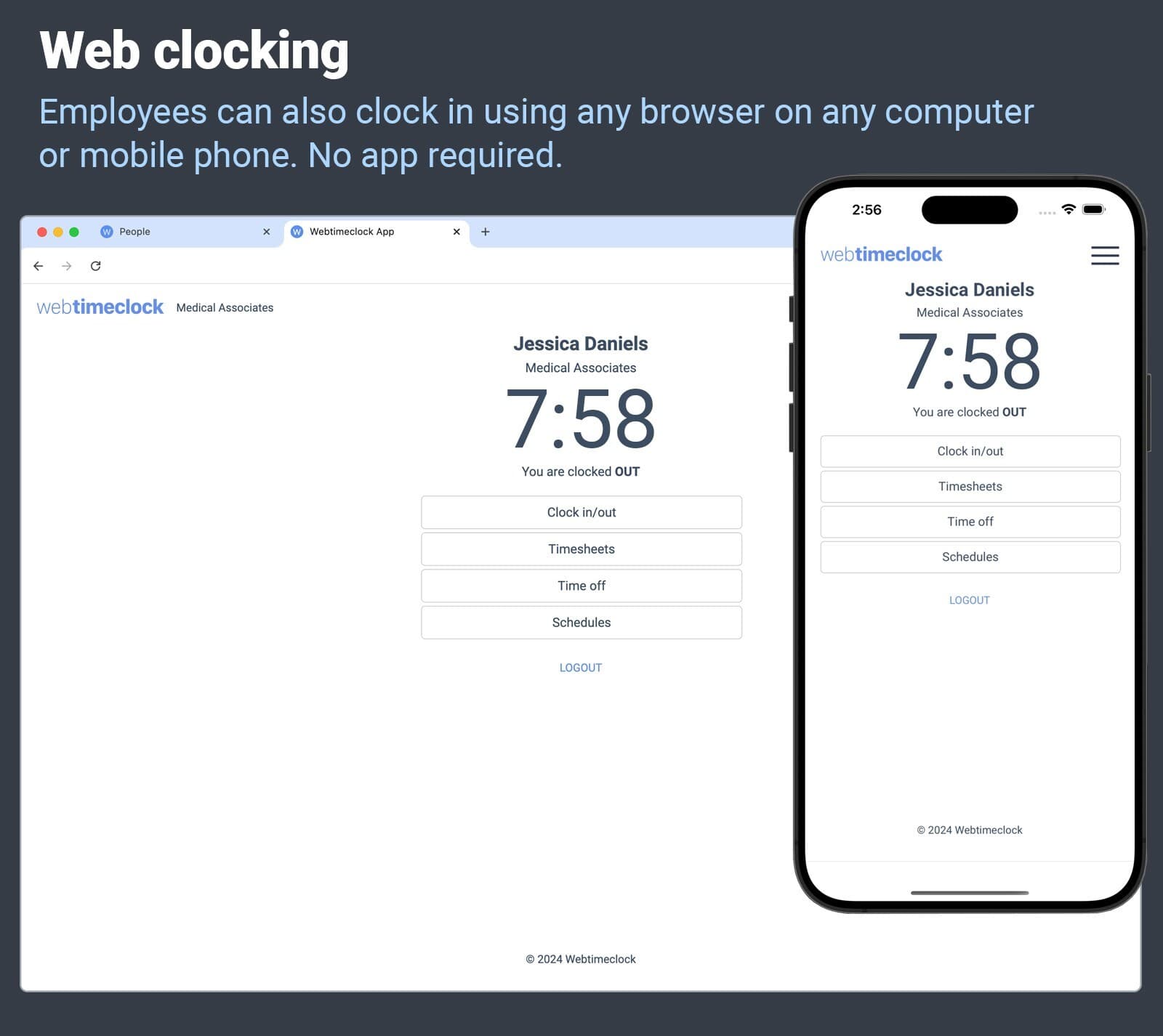 Compumatic Biometric Fingerprint Time Clock, Ethernet WiFi Web Cloud Real-Time 4