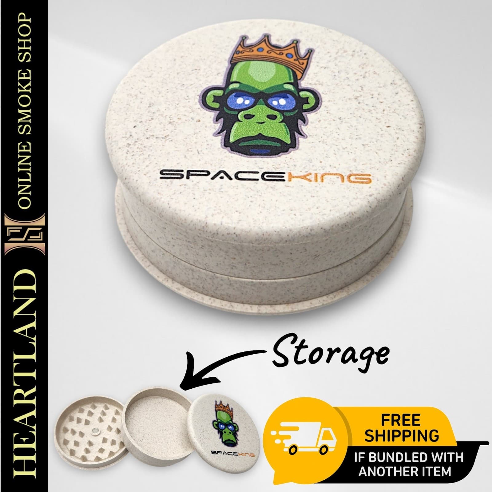 2.5" Space King HEMP Biodegradable TRAVEL Tobacco Herb Spice Grinder Crusher