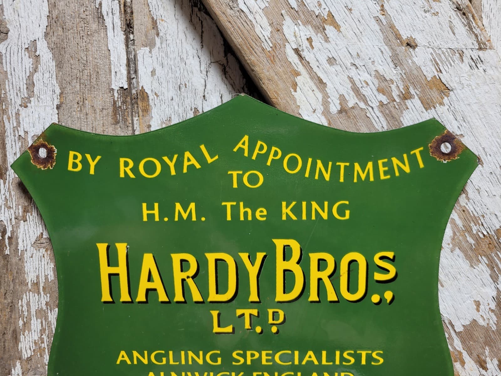 VINTAGE HARDY BROS PORCELAIN SIGN OLD ANGLING FLY FISHING ROD REELS TACKLE UK 2