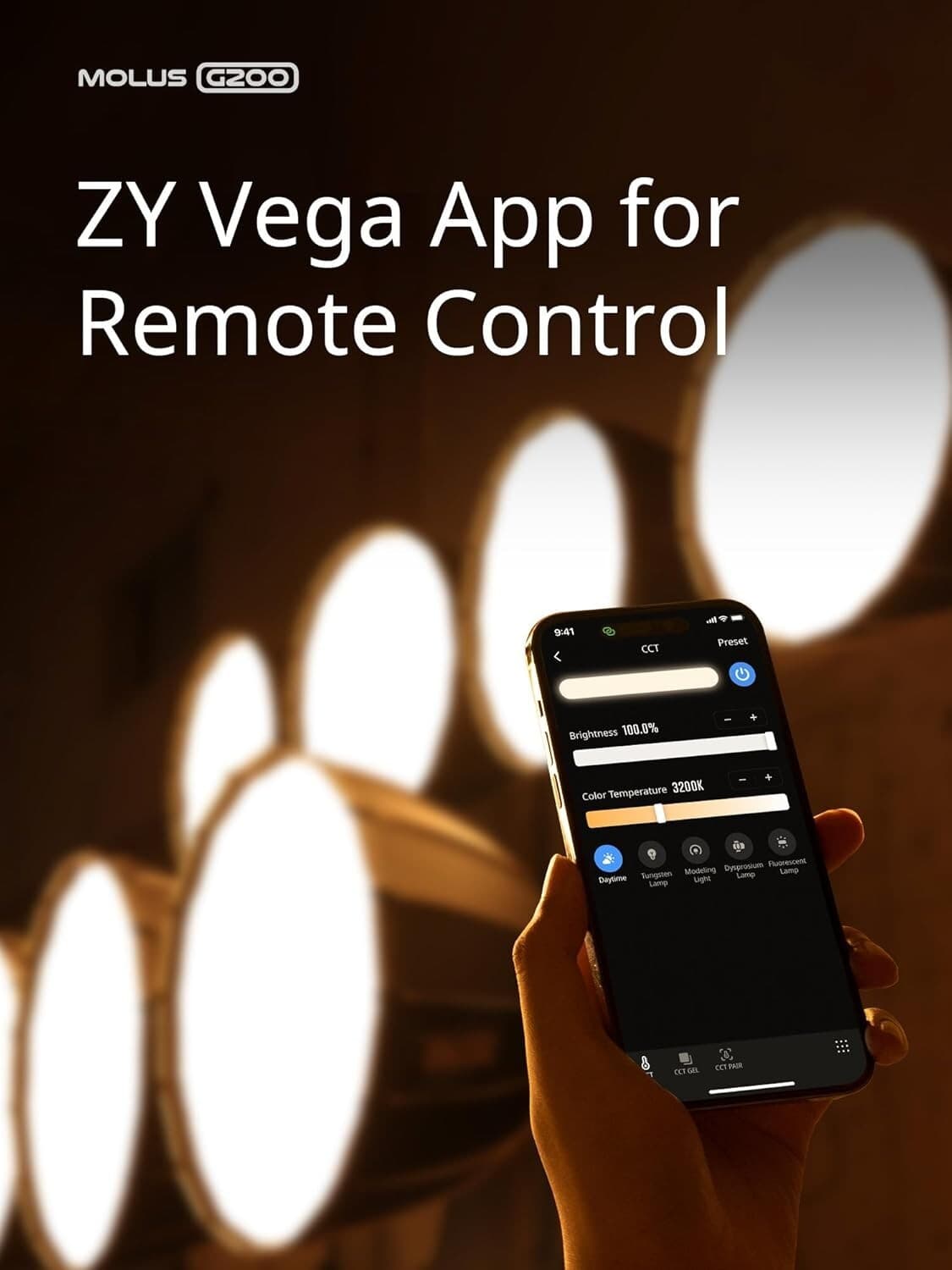 Zhiyun Molus G200 200W Bi-Color LED Video Light Photography Lighting 2700K-6500K 5