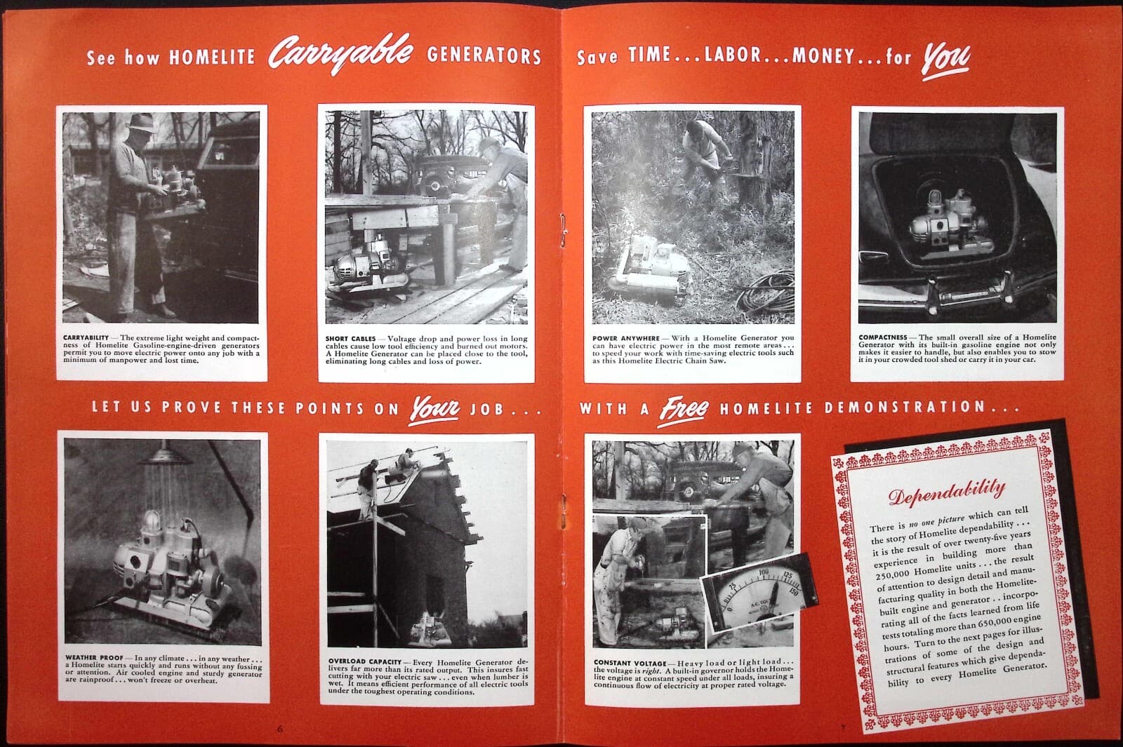 1952 Homelite Carryable Generators Gasoline Engine Driven Brochure Port Chester 5