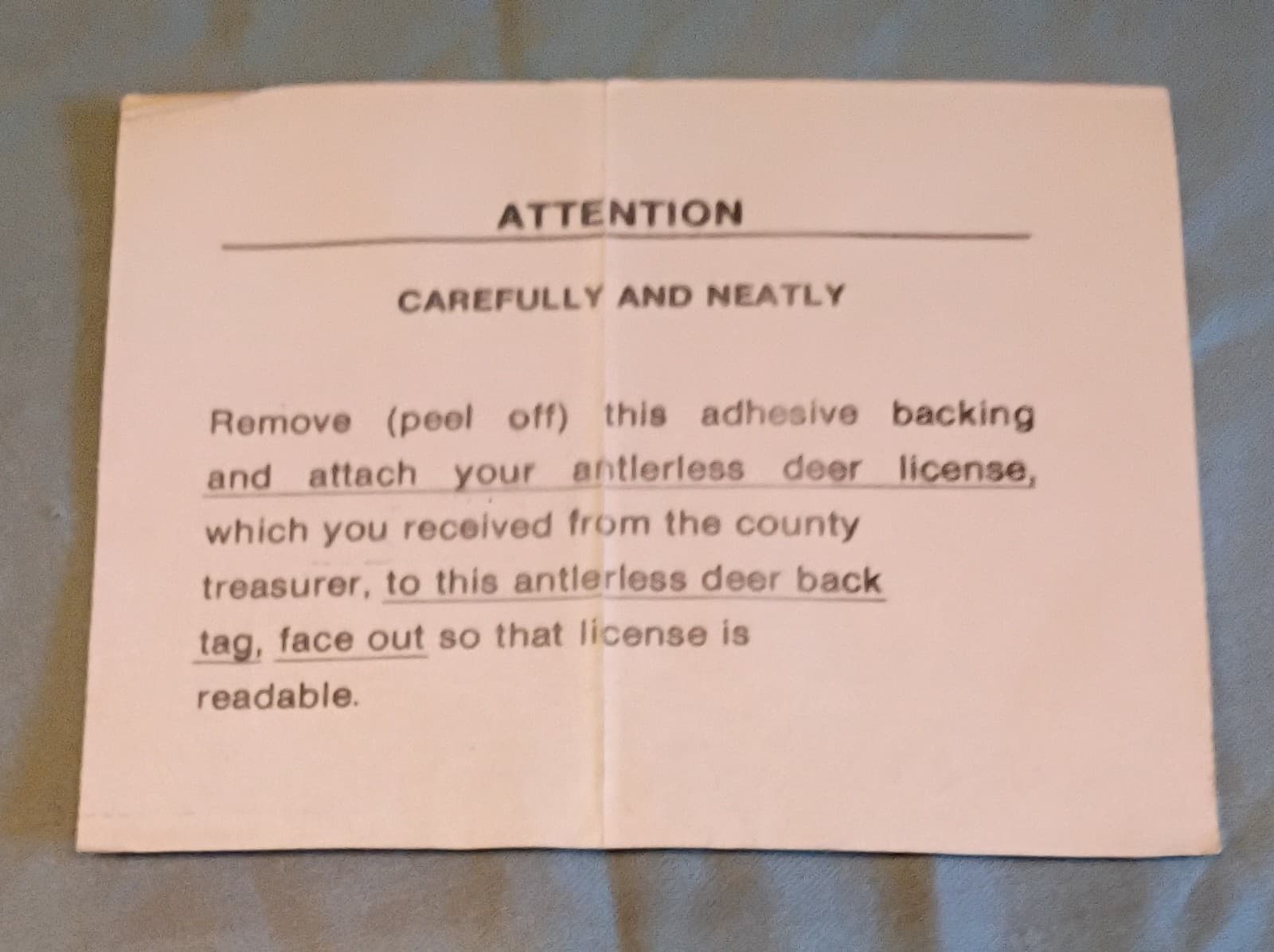 1983 PA Pennsylvania Hunting License Juniata County Doe Low # 943 2