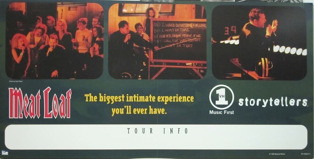 Meat Loaf 1999 VH1 Storytellers 2 sided promo poster Flawless New Old Stock 3