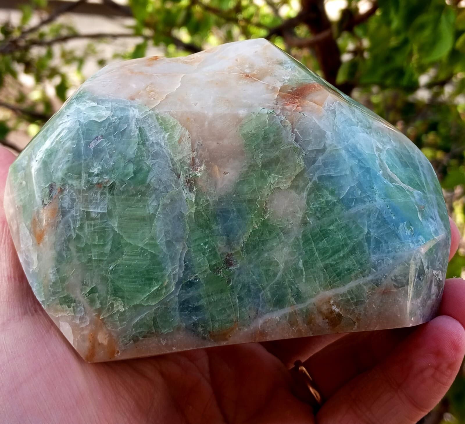 Mirror Polished Marvelous Blue Green Fluorite Uv Reactive Fluorescent 2