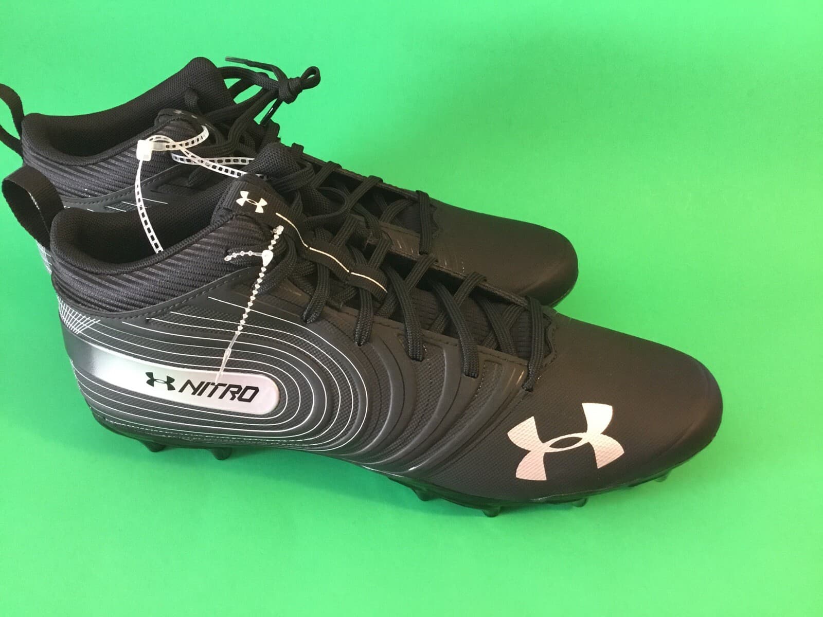 UNDER ARMOUR NITRO Men’s Football Cleats Shoes Size 13 Black w/Silver 3