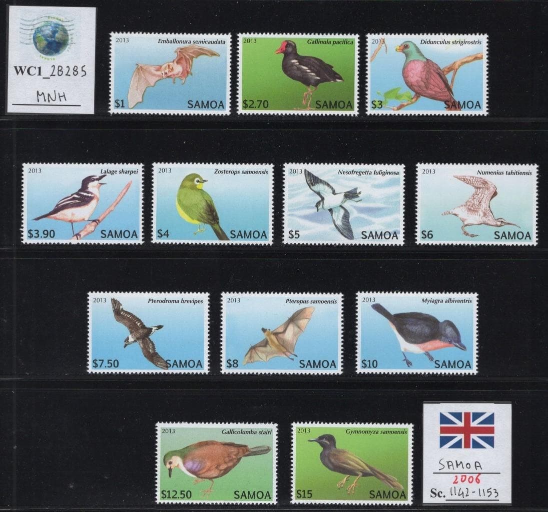 WC1_28285. BRITISH COL.: SAMOA. Beautiful 2006 BIRDS set. Sc. 1142-1153. MNH
