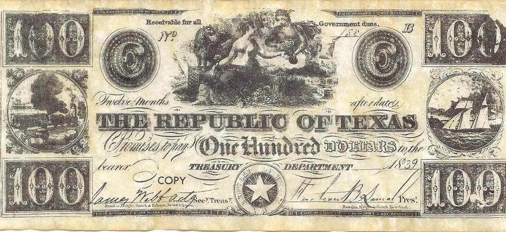 The Republic of Texas Currency Set 1838-1841 - Banknotes - Redback Currency 2