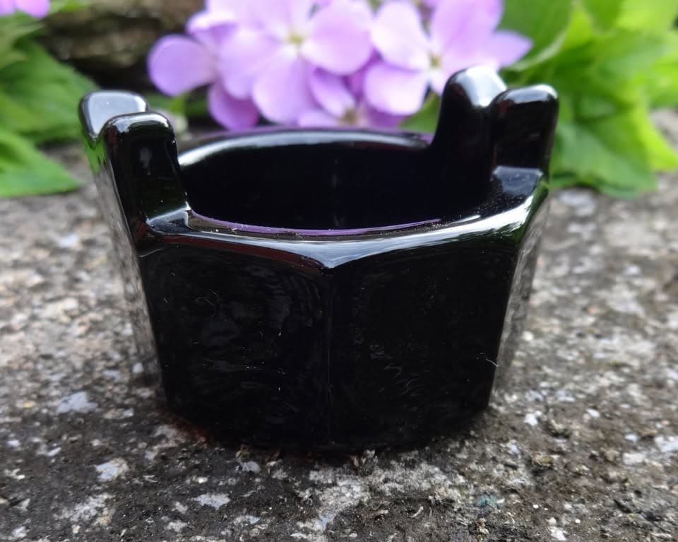 Glossy, Black Amethyst Glass TUB Open Salt Dip, Cellar, Dish! 2