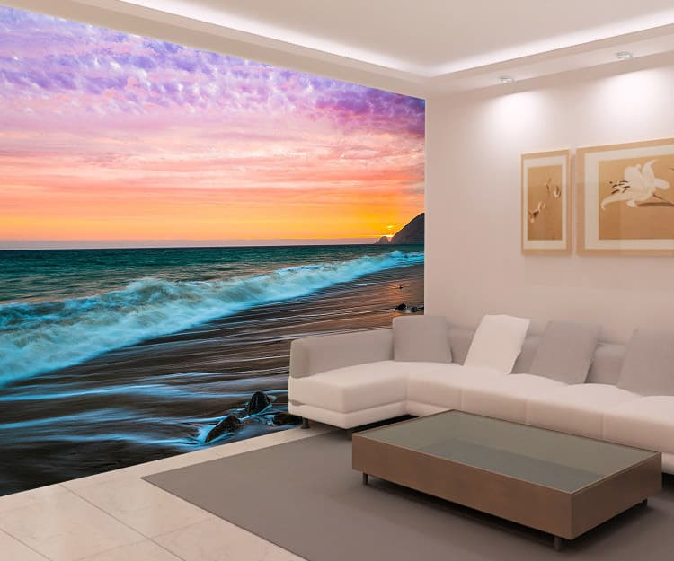 Fine Art Beach Sunset Malibu 3D Full Wall Mural Photo Wallpaper Print Home Decal 3