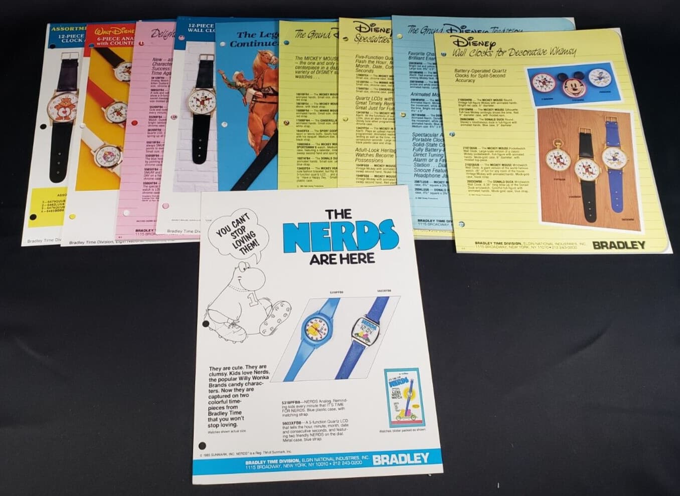 Lot of 10 Bradley Dealer Sell Sheet Advertising Character Watch Papers Ephemera