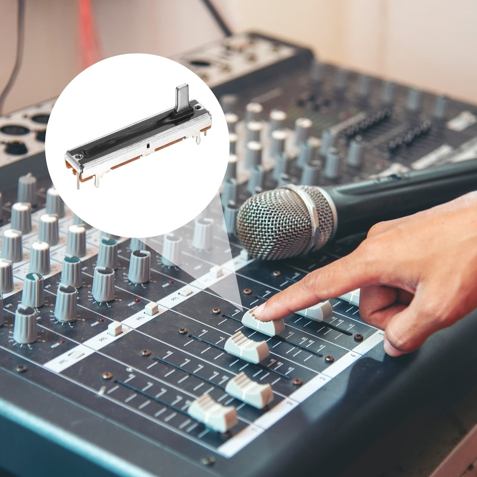 2Pcs Straight Single Linear Slide Potentiometer B10K 45mm(L) 30mm Travel 6