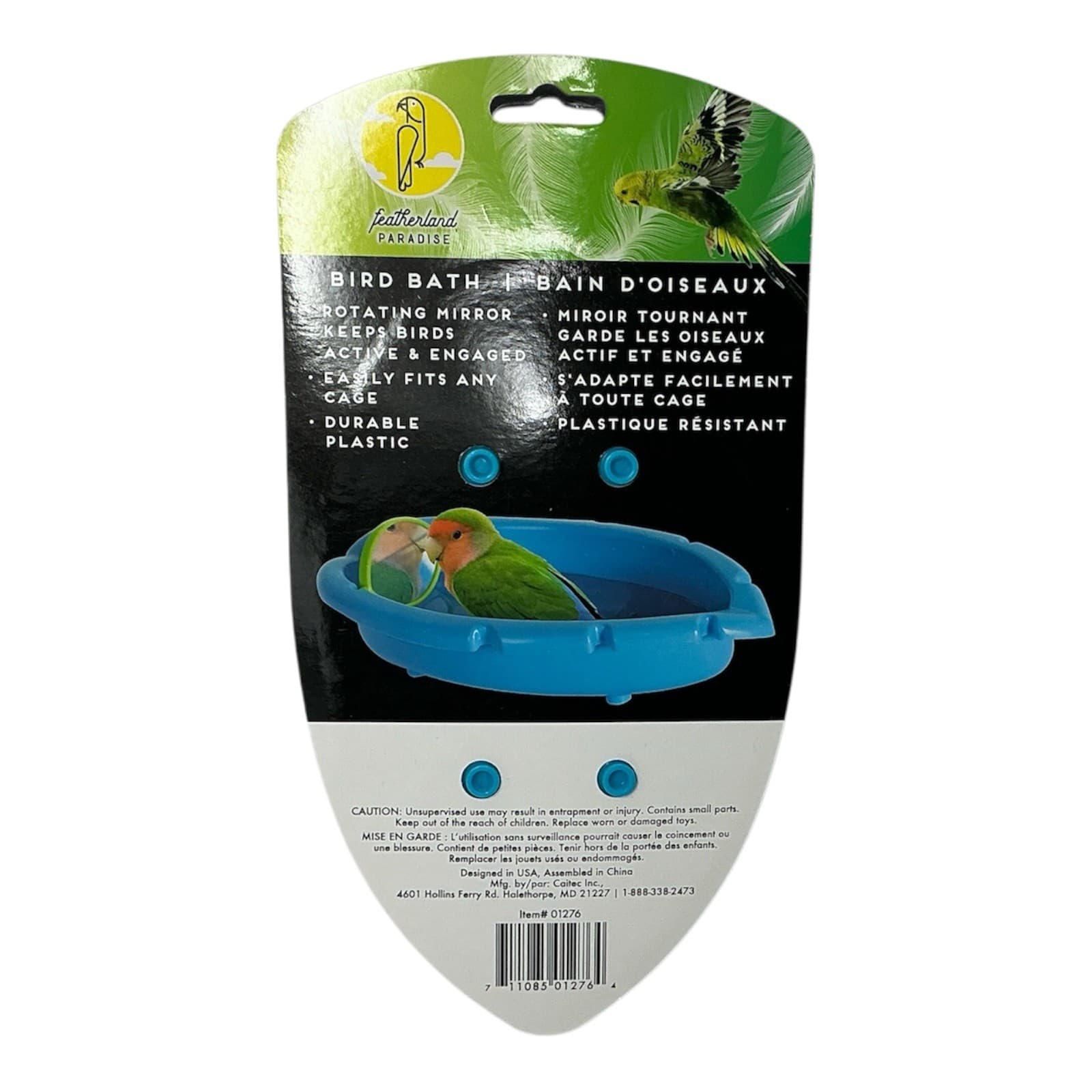 Caitec Featherland Paradise Birdie Bird Bath Tub For Small Birds With Mirror New 2