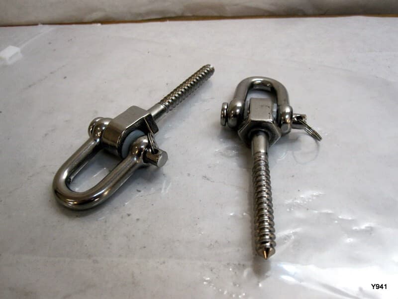 Heavy Duty Swing Hangers - Set of 2 Stainless Steel Screw Brackets  D ring