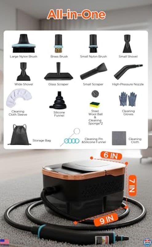 1500W High-Pressure Steam Cleaner - Portable Handheld, 4 Bar, 15s Heat-Up, 20 2