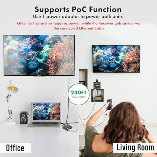  HDMI Extender 4K 60Hz Over Cat5e/6 Ethernet Cable Up HDMI 4K60 444 One to One 6