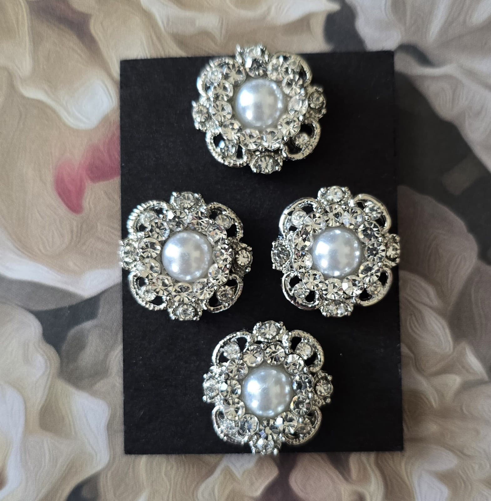 4 Pearly Silver Magnetic Pins. Horse Show magnets. Clothing magnetic dress Pins. 3