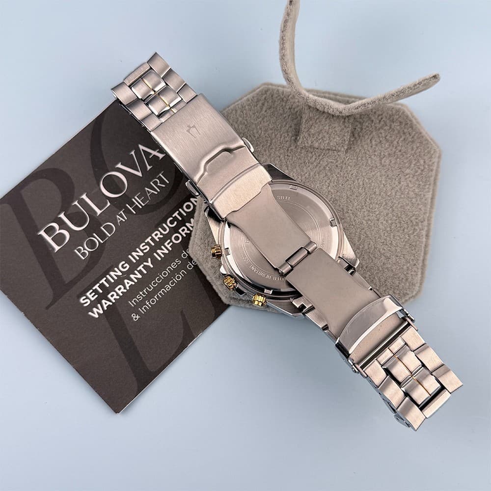 Men's Bulova 98B400 Marine Star Chronograph Blue Dial Quartz Watch 41.5mm 6