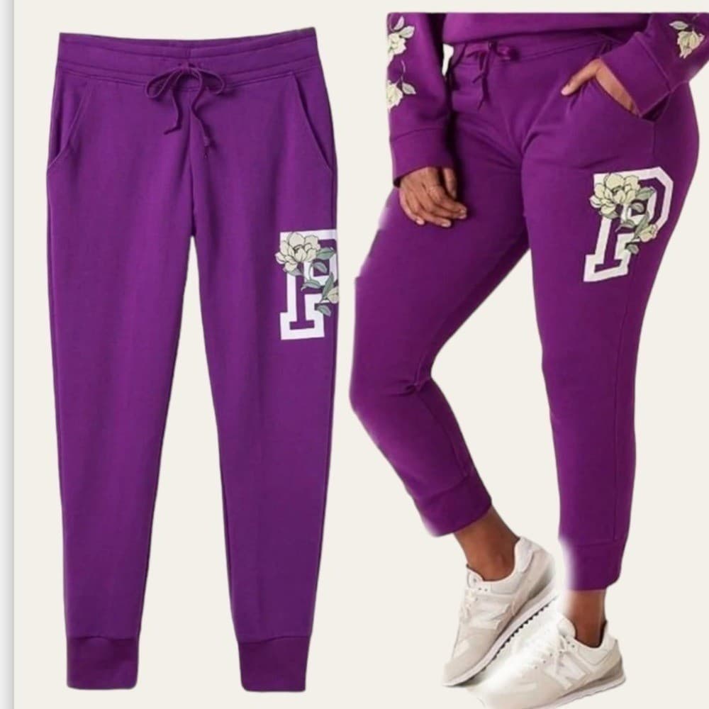 Pink Victoria's Secret Lounge Jogger Sweatsuit With Floral Graphic Dest 2