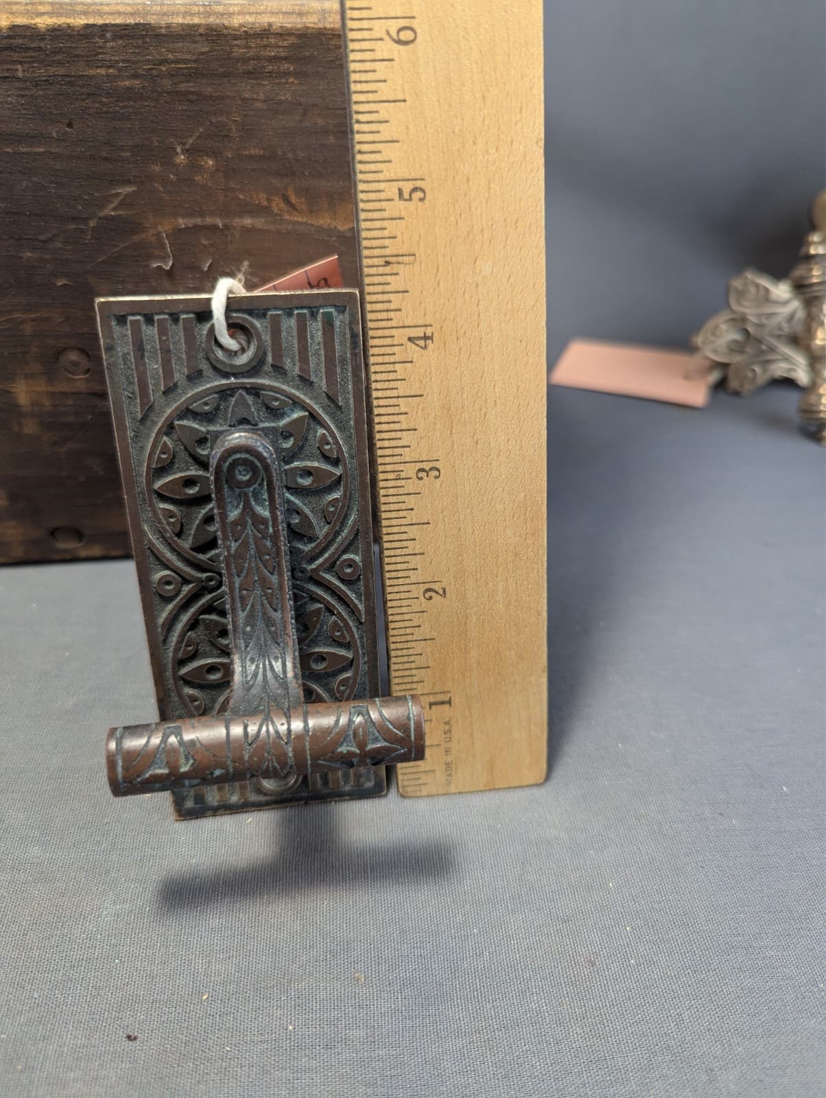 Antique Cast Bronze Door Bell Lever Eastlake Victorian 4 1/2"Tall 4