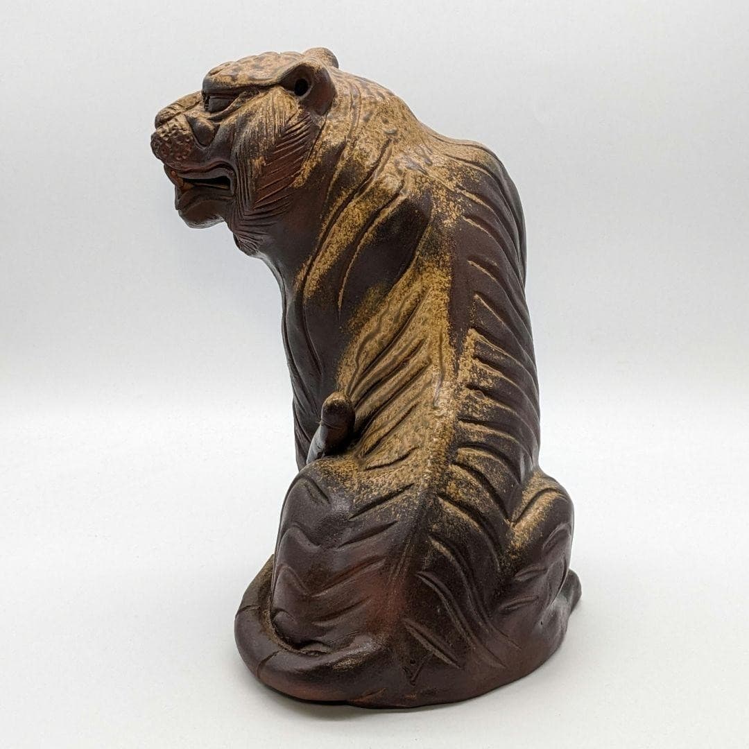 Hidehide Yoshinobu Bizen Ware Tiger Figurine Ceramic Ornament Lucky Charm Japan 3