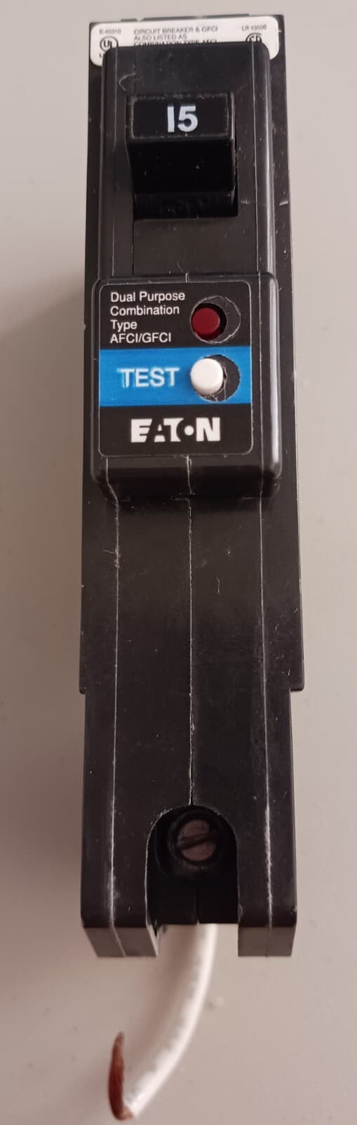 Eaton BRLAFGF115QN. Arc Fault/Ground Fault. 1P, 15A, 240V. NEW. Free Shipping 3