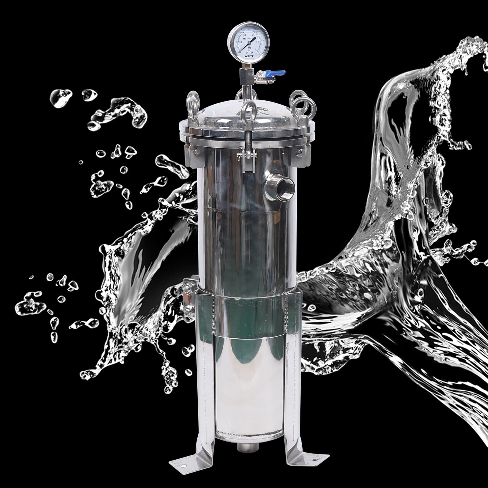 #4 Bag Filter Housing In/Out Flat Plate Lid Stainless Steel 167mm Diameter150Psi 6